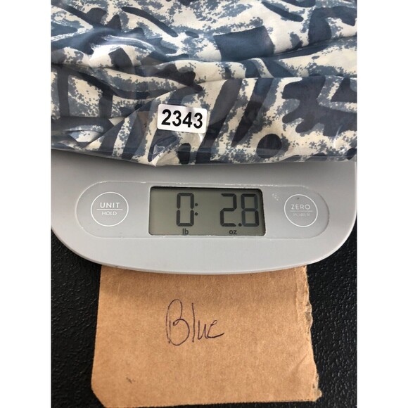 VTG PURE Abstract Tribal Shirt Size L 100% Silk Button Short Sleeve Blue & White - Picture 6 of 6